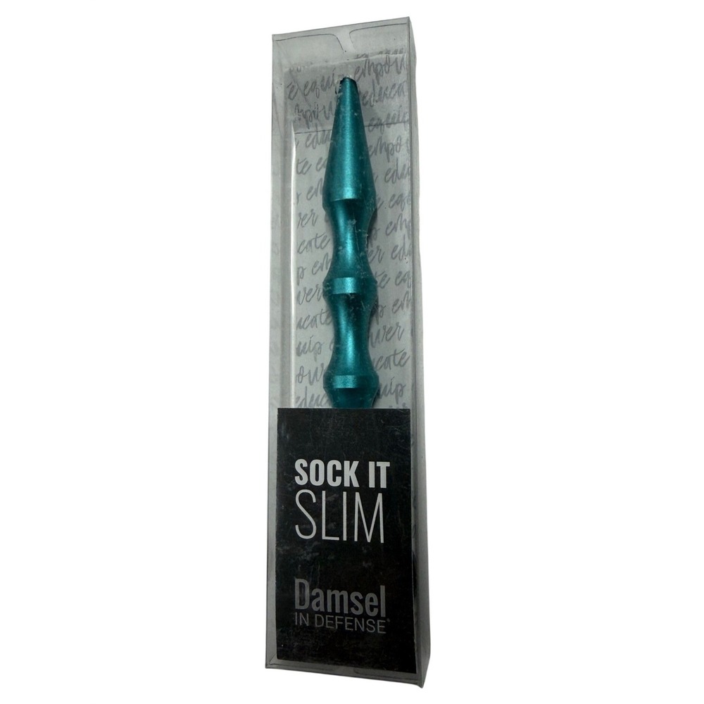 Damsel in Defense Sock It Slim Teal Personal Safety Keychain Tool